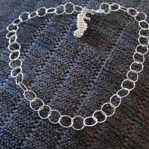 Beach Bums Sterling Silver Seahorse Anklet